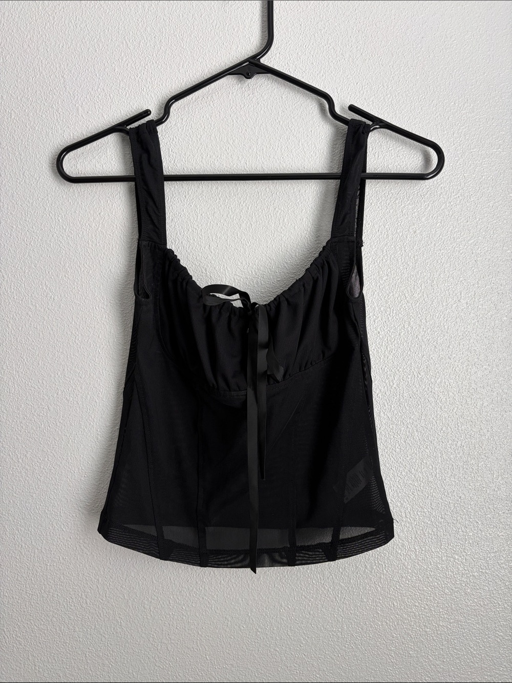 Garage Black Mesh Corset Tank